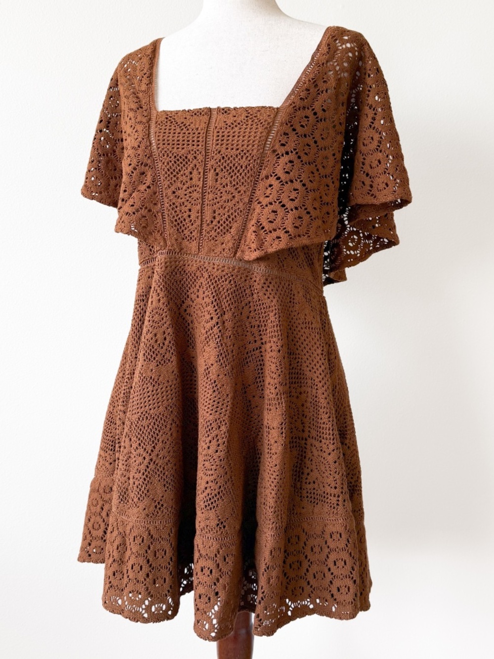 Jonathan Simkhai Brown Crochet Mini Dress
